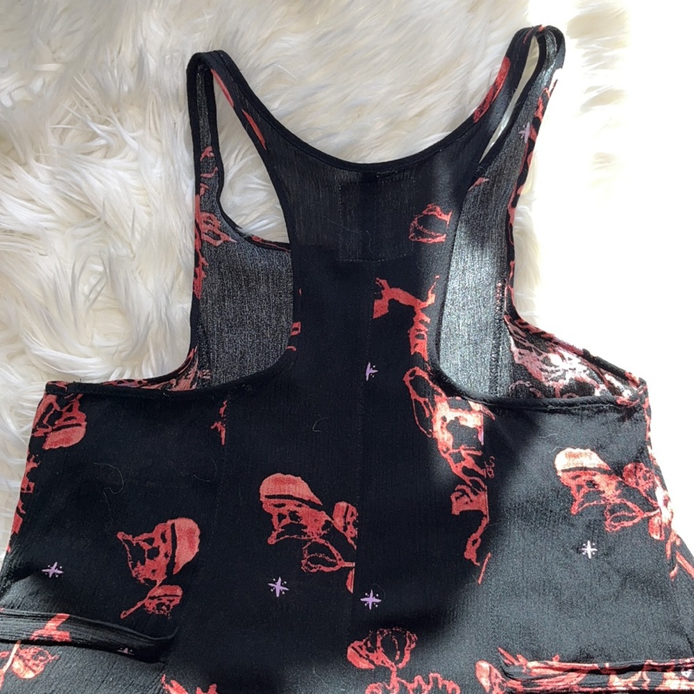 Free People X Black/Coral Print Tank Mini Dress - Picture 7 of 11